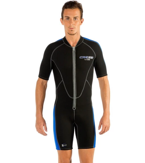 CRESSI Men's 2mm Lido Short Sleeve Springsuit Wetsuit -Aqua Sport Sales 5669111759016 blackblue 1a