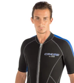 CRESSI Men's 2mm Lido Short Sleeve Springsuit Wetsuit -Aqua Sport Sales 5669111759016 blackblue 3a