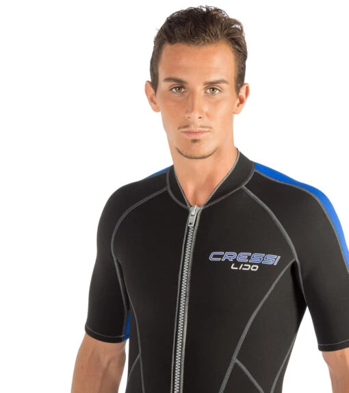 CRESSI Men's 2mm Lido Short Sleeve Springsuit Wetsuit -Aqua Sport Sales 5669111759016 blackblue 3a