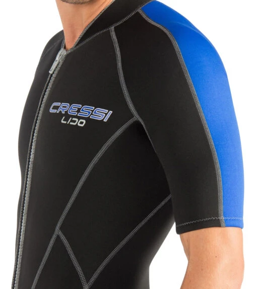 CRESSI Men's 2mm Lido Short Sleeve Springsuit Wetsuit -Aqua Sport Sales 5669111759016 blackblue 4a