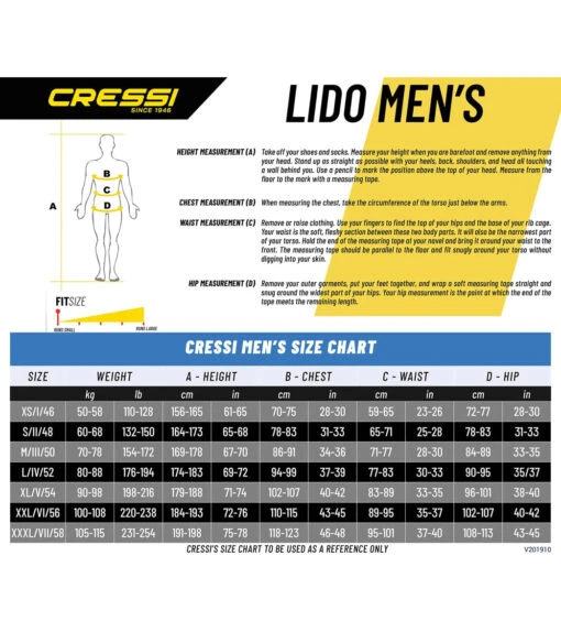 CRESSI Men's 2mm Lido Short Sleeve Springsuit Wetsuit -Aqua Sport Sales 5669111759016 blackblue 8a