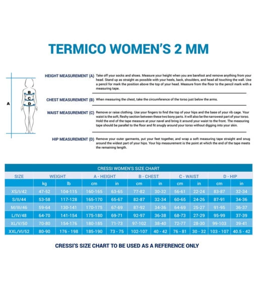 CRESSI Termico Lady 2mm Thermo Suit -Aqua Sport Sales 5671099007144 black 6a