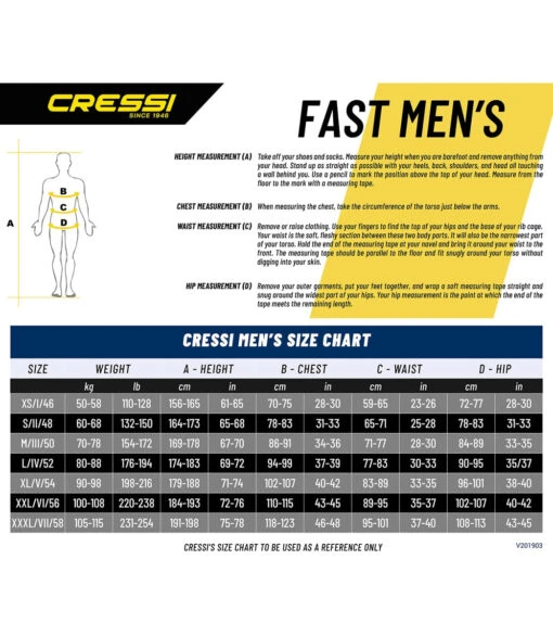 CRESSI Men's Fast 3mm Full Wetsuit -Aqua Sport Sales 6229836497064 bluegrey 5a