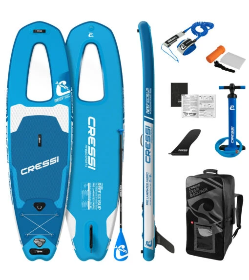 CRESSI Reef Window 10’2’’ Inflatable SUP Set -Aqua Sport Sales 6856349974696 bluewhite 1a