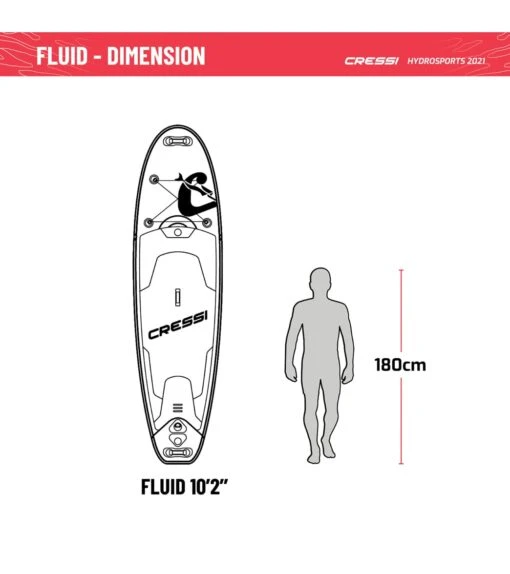 CRESSI Fluid All Round Dc 10'2'' Inflatable SUP Set -Aqua Sport Sales 6856351121576 bluewhite 9a