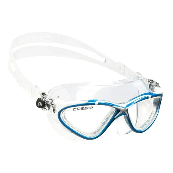Cressi Planet Swimming Goggles White Blue With Clear Lenses